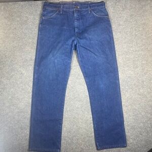 Wrangler Mens 13MWZ Straight Leg Jeans Dark Wash Size 38x31 Cotton Made in USA